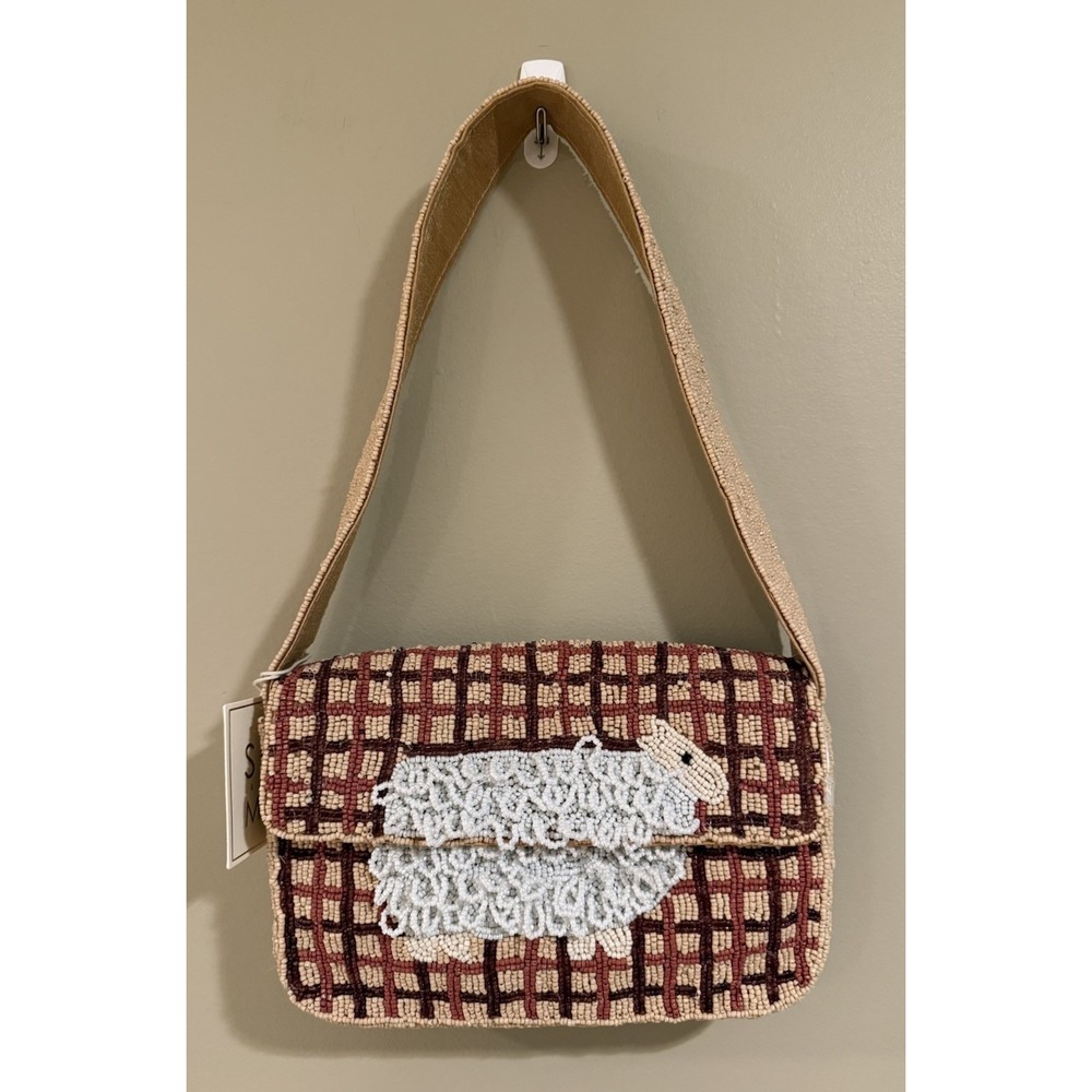 Sol And Mer Beaded Sheep Handbag Purse Cream Color NWT